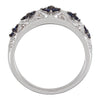 Sterling Silver Sapphire & .05 CTW Diamond Ring Size 7