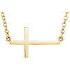 14K Yellow Gold Sideways Cross 16-Inch Necklace With 2-Inch Extension