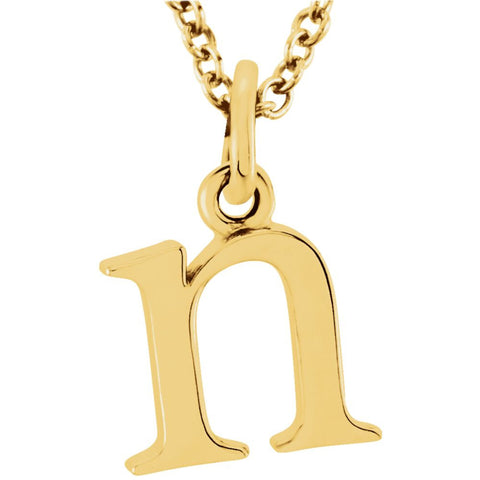 14k Yellow Gold "n" Lowercase Initial 16" Necklace