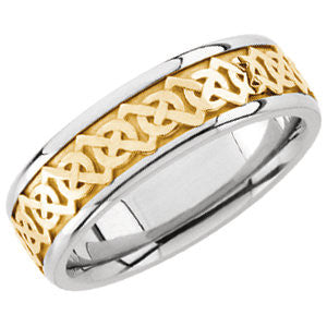 14K White & Yellow Gold Celtic Design Band Size 6