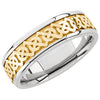 Celtic-Inspired Two-Tone Band in 14k White and Yellow Gold ( Size 9 )