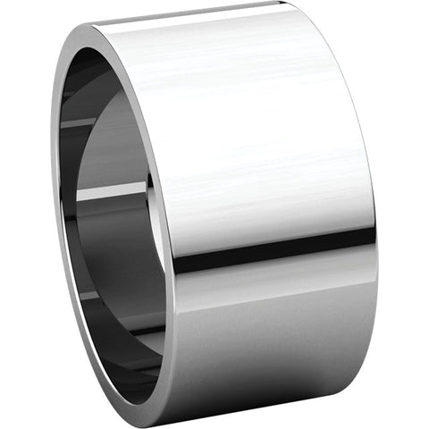14k White Gold 10mm Flat Band, Size 8.5