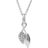 0.06 CTTW Diamond Leaf Necklace in 14k White Gold ( 18.00 Inch )