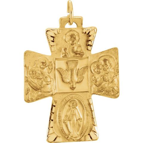 14k Yellow Gold 28x23.5mm Four-Way Cross Medal