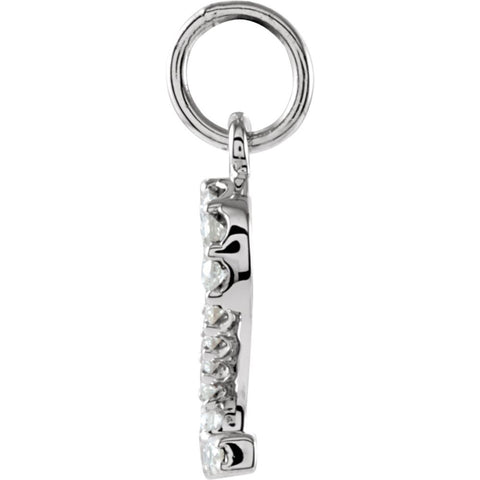 14k White Gold .07 CTW Diamond Numeric Charm or Pendant