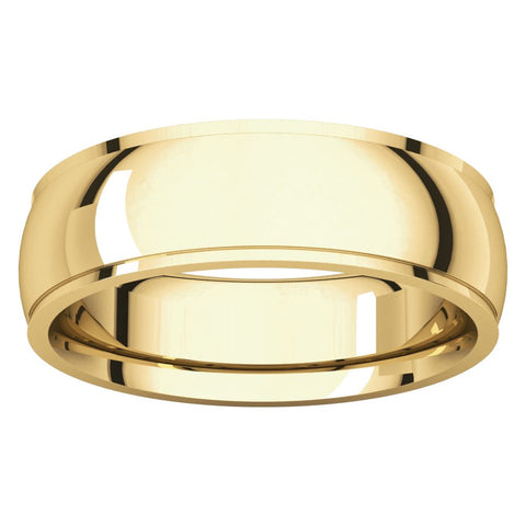 14k Yellow Gold 6mm Comfort Fit Edge Band , Size 8