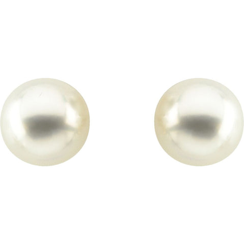 18k Yellow Gold 14mm Button South Sea Cultured Pearl Earrings
