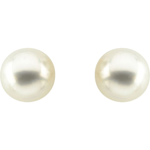 18k Yellow Gold 15mm Button South Sea Cultured Pearl Earrings