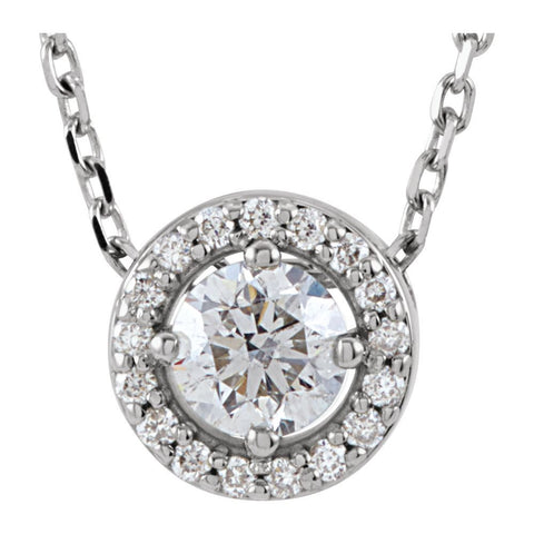14k White Gold 1/4 CTW Diamond Halo-Style 16" Necklace