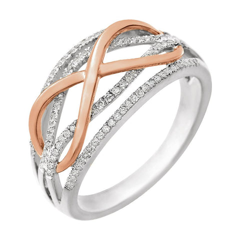 14K White & Rose Gold 1/4 CTW Diamond Ring, Size 7