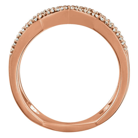 14k Rose Gold 1/6 CTW Diamond Geometric Ring, Size 7
