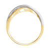 14K Yellow & White Overlap Hammered Ring, Size 7