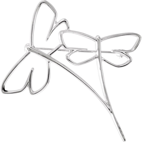 Metal Fashion Dragonfly Brooch in 14K White Gold