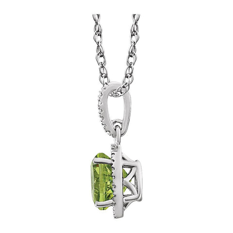 Sterling Silver Peridot & .01 CTW Diamond 18" Necklace