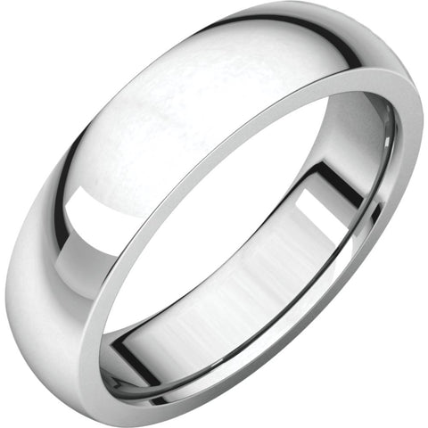 14k White Gold 6mm Heavy Comfort Fit Band, Size 12.5