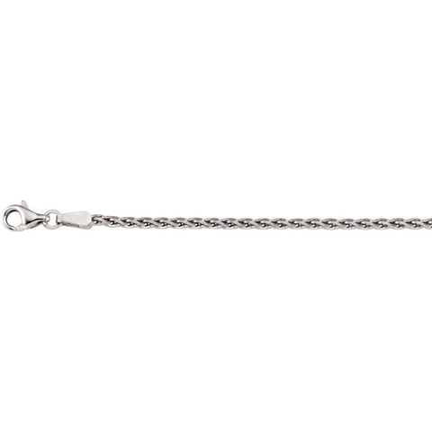 18k White Gold 1.9mm Wheat 16" Chain