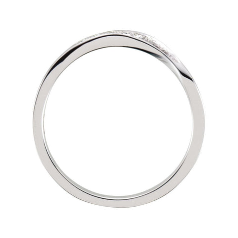 14k White Gold Stackable Diamond Wave Ring, Size 7