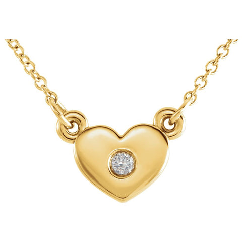 14k Yellow Gold .03 CTW Diamond Heart 16" Necklace