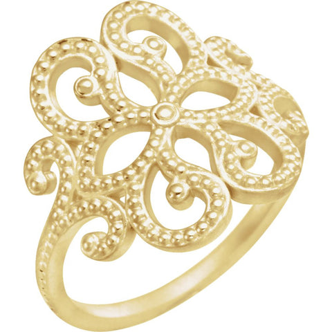 14k Yellow Gold Granulated Metal Ring, Size 7