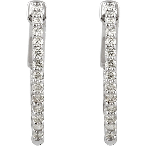Sterling Silver Cubic Zirconia Inside/Outside Hoop Earrings