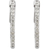 Sterling Silver Cubic Zirconia Inside/Outside Hoop Earrings