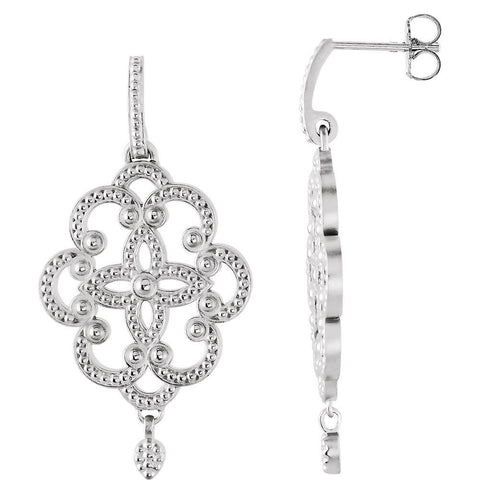 14k White Gold Granulated Earrings