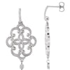 Pair of Granulated Design Fashion Dangle Earrings in 14k White Gold
