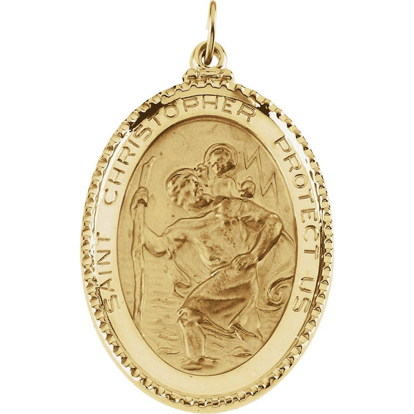 14k Yellow Gold 39x26mm St. Christopher Medal