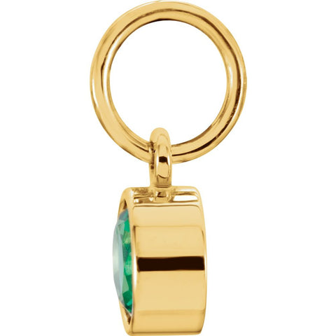14k Yellow Gold Imitation Emerald Birthstone Charm