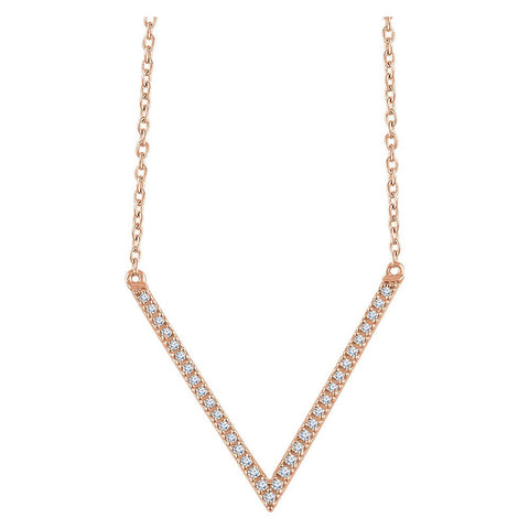 14k Rose Gold 1/6 CTW Diamond "V" 16-18" Necklace