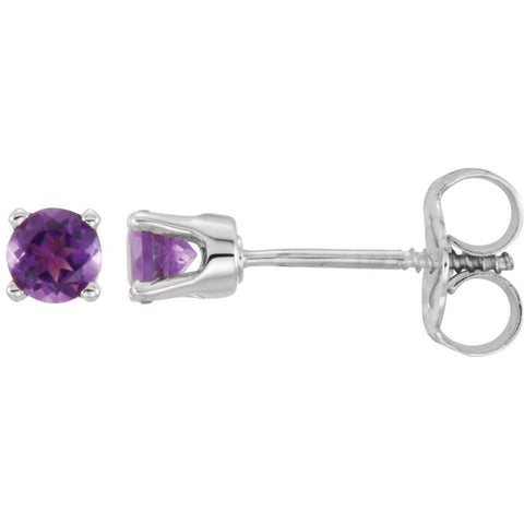 14k White Gold Amethyst Youth Earrings