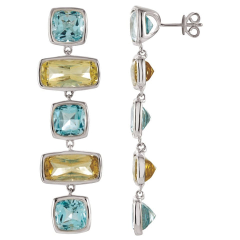 Sterling Silver Sky Blue Topaz & Lime Quartz Multi-Gemstone Earrings