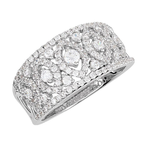 Cubic Zirconia Anniversary Band in Sterling Silver ( Size 7 )