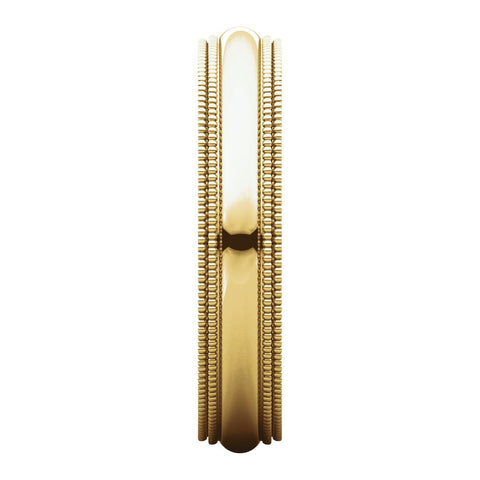 14k Yellow Gold 4mm Double Milgrain Comfort Fit Band, Size 8