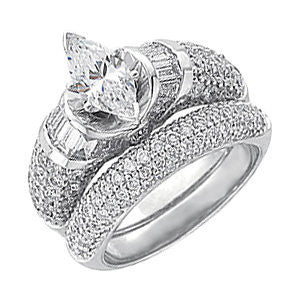 14k White Gold 3/4 wedding band for matching Baguette Accented Engagement Ring, Size 6