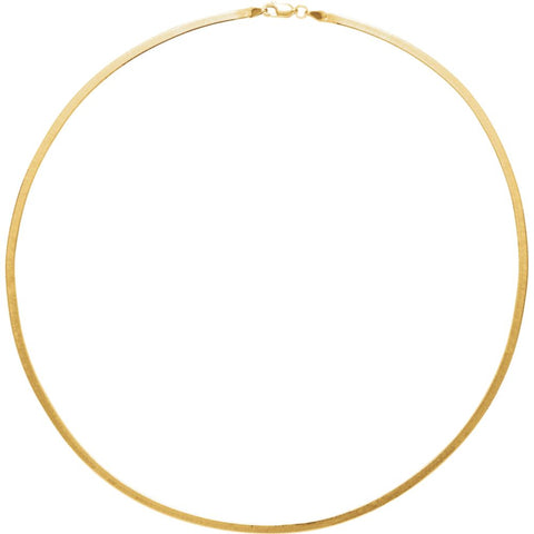 14k Yellow Gold 3mm Flexible Herringbone Chain 18" Chain