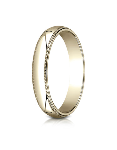 Benchmark 14K Yellow Gold 4mm Slightly Domed Traditional Oval Wedding Band Ring with Milgrain