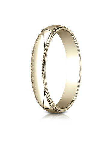 Benchmark 10K Yellow Gold 4mm Slightly Domed Traditional Oval Wedding Band Ring with Milgrain