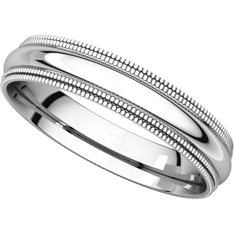 14k White Gold 4mm Double Milgrain Comfort Fit Band, Size 7