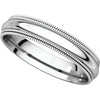 14k White Gold 4mm Double Milgrain Comfort Fit Band, Size 13