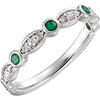 14k White Gold Emerald & 1/6 ctw. Diamond Ring, Size 7