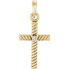14k Yellow Gold 0.015 ctw. Diamond 18.9x8.65mm Rope Design Cross Pendant
