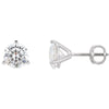 Pair of Genuine Moissanite 3 Prong Stud Earrings with Threaded Post in 14k White Gold