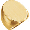 27.00X19.00 mm Men's Signet Ring with Brush Finished Top in 14k Yellow Gold ( Size 10 )