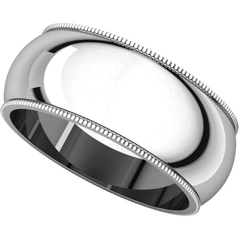 14k White Gold 8mm Milgrain Band, Size 10.5