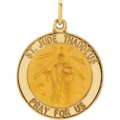 14k Yellow Gold 18.25mm Round St. Jude Thaddeus Medal