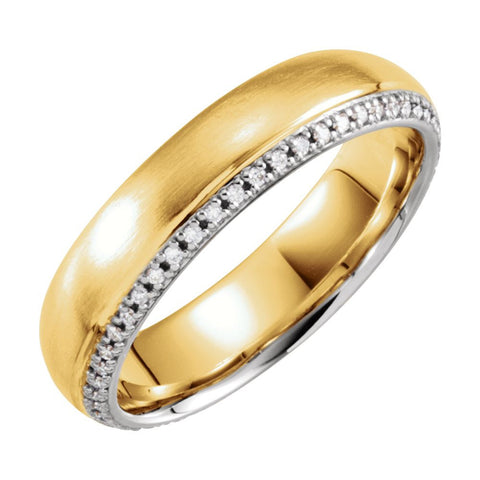 14k Yellow & White Gold 6mm 1/4 ctw. Diamond Comfort-Fit Wedding Band for Men, Size 11