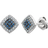 14k White Gold 1/5 CTW Blue & White Diamond Cluster Earrings