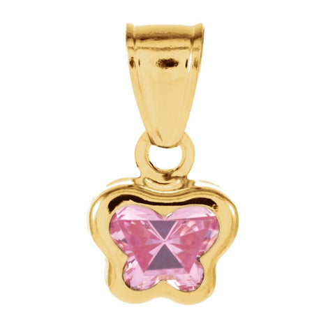 14k Yellow Gold October CZ Birthstone Pendant
