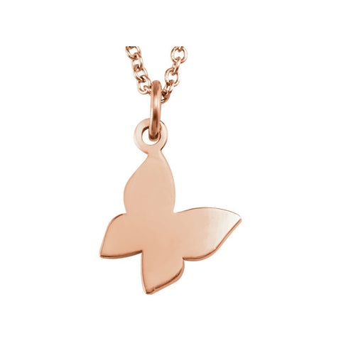 14k Rose Gold Tiny Posh Butterfly 16-18" Necklace